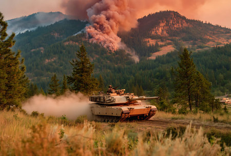 Tanks in the mountains of Kyrgyzstan at sunset.の写真素材
