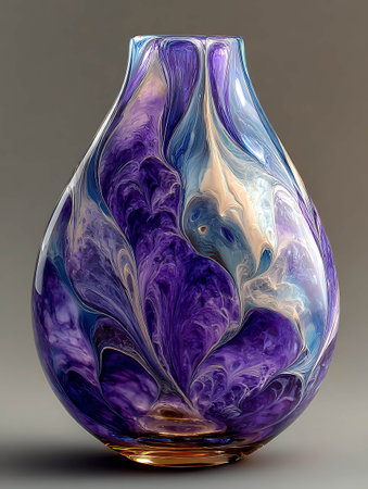 Colorful glass vase isolated on gray background. 3d renderの写真素材