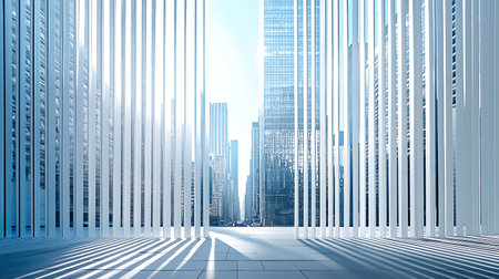 3D rendering of modern skyscrapers in the financial district.の写真素材