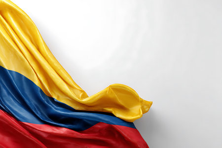 flag of colombia on the white background with copyspaceの写真素材
