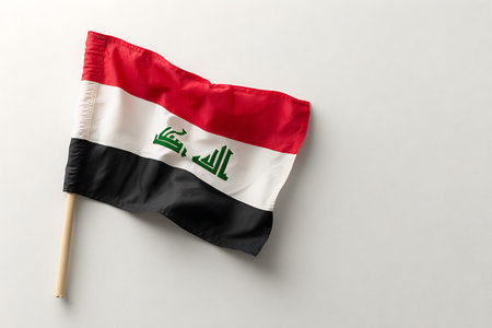 Flag of Iraq on a white background, top view. 3d renderingの写真素材