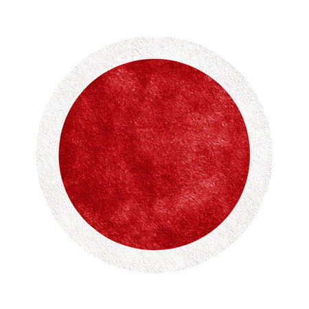 Flag of Japan painted on paper with watercolor texture. Vector illustration.の写真素材