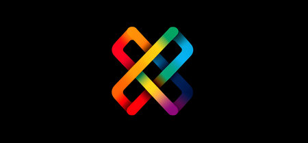 X letter colorful rainbow line logo for company and business. Suitable as a logotypeの写真素材