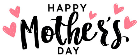 Happy Mothers Day. Hand lettering. Vector illustration on white background.の写真素材