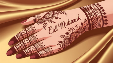 Elegant indian hand with henna tattoo. Vector illustrationの写真素材