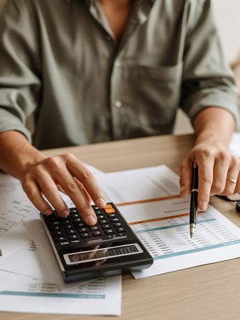 Accounting Calculating Mathematic Economic Finance Concept.Accounting Calculating Mathematic Economic Finance Concept.の写真素材