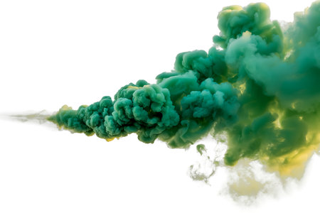 Green smoke on a white background. 3d rendering, 3d illustration.の写真素材
