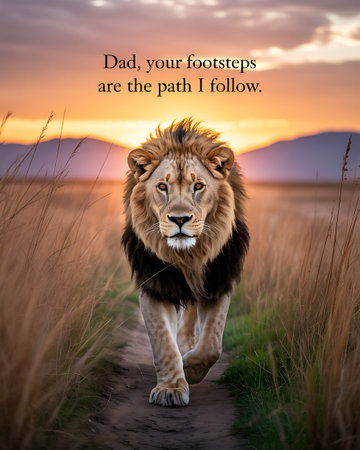 Inspirational quote - Do what you love, not things you do. Inspirational quote with a lion in the savannah.の写真素材