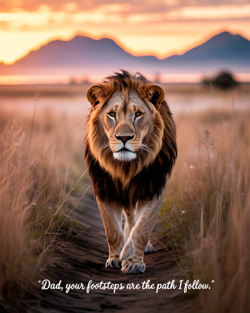 Lion in the savannah at sunset, Namibia, Africaの写真素材
