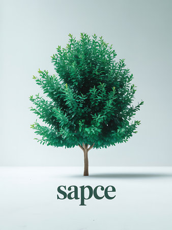 green tree on white background with space for text, save the earth conceptの写真素材