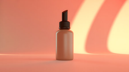 Cosmetic bottle on orange background. 3d render. Skin care conceptの写真素材