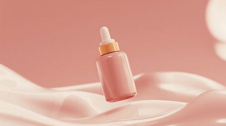 cosmetic cream bottle with pipette on pink background. 3d renderingの写真素材