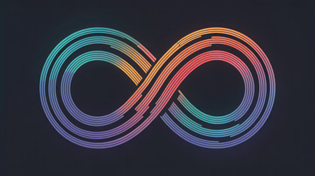 Infinity symbol, neon sign, 3d rendering. Computer digital drawing.の写真素材