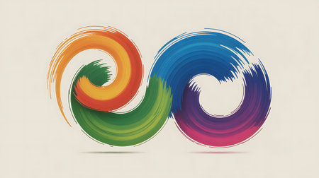 C letter logo with colorful grunge brush strokes. Vector illustration.の写真素材