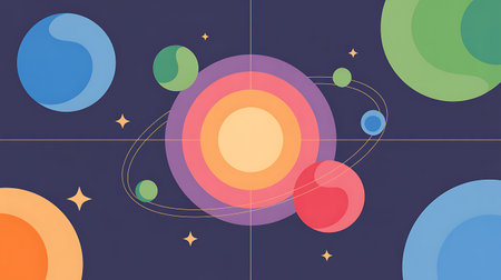 Abstract colorful background with circles and stars. Vector illustration. Eps 10の写真素材