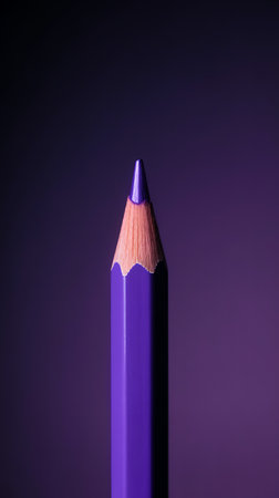 Purple color pencils on a purple background. Studio shot.の写真素材