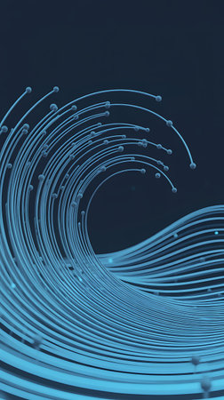 Futuristic technology wave background design with glowing lines. 3d renderingの写真素材