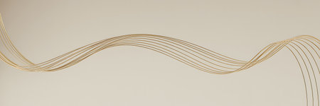 Abstract golden lines on beige background. 3d render illustration.の写真素材