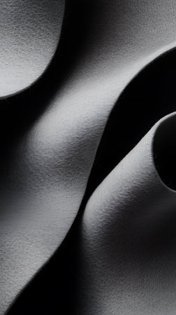 Abstract black background with waves and lines. Texture of black fabric.の写真素材