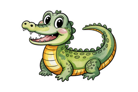 Cute crocodile cartoon character isolated on white background. Vector illustration.の写真素材