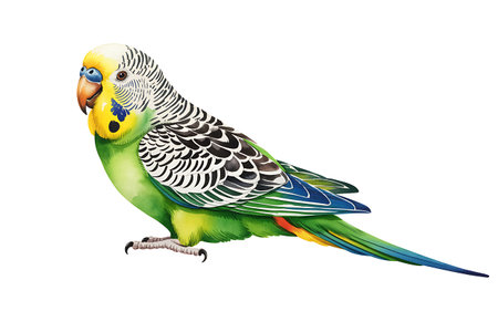 Watercolor parrot isolated on white background. Hand drawn vector illustration.の写真素材