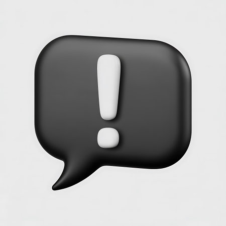 Black Speech Bubble with exclamation mark isolated on white background. 3D Renderingの写真素材