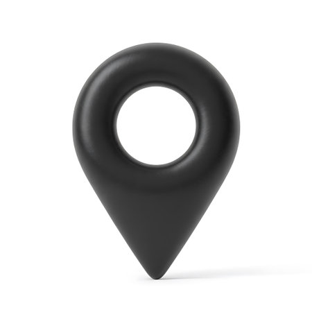 Black map pointer. 3d illustration isolated on a white background.の写真素材