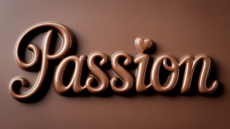 passion word made of chocolate on a chocolate background. 3d renderingの写真素材