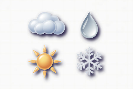 weather icons set with sun and snowflakes over white background vector illustrationの写真素材