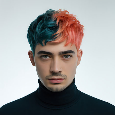 Portrait of a young man with colorful hair. Studio shot.の写真素材