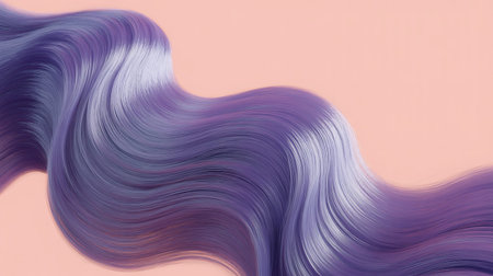 3d illustration of wavy purple and blue hair on pastel backgroundの写真素材