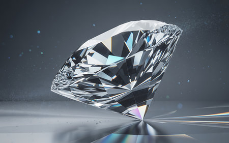 diamond on black background, 3d rendering, computer digital imageの写真素材