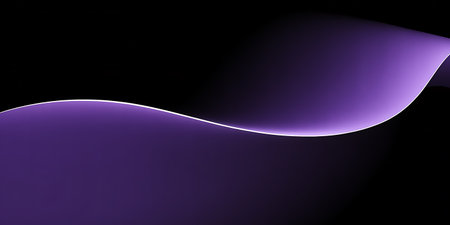 Purple wavy lines on black background, digitally generated image.の写真素材