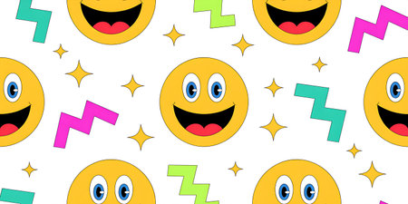 Seamless pattern with funny emoticons. Vector illustration for your designの写真素材