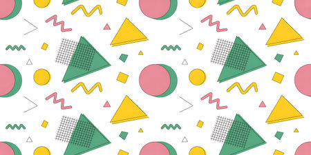 Seamless pattern with geometric shapes. Memphis style. Vector illustration.の写真素材