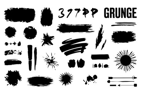 Big set of grunge vector brush strokes. Grunge design elements.のイラスト素材