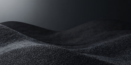 3d rendering of a sand dune in black and white backgroundの写真素材