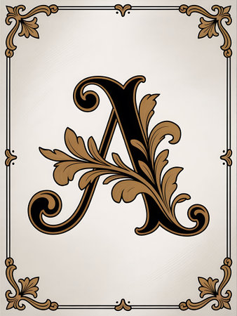 Vintage initials A and R  in the style of Baroqueの写真素材
