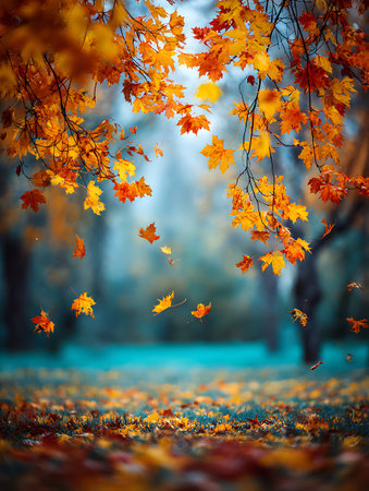 Autumn landscape with bright colorful leaves. Indian summer. Golden autumn.の写真素材