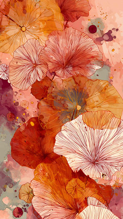 Elegant floral background with watercolor blots and flowers.の写真素材