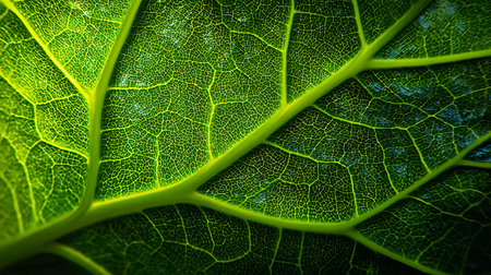 Macro of green leaf texture background. Leaf texture pattern. Leaf textureの写真素材