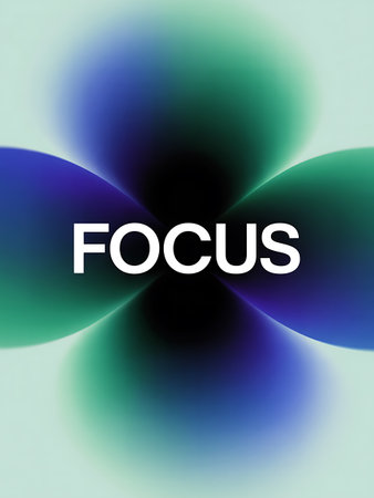 abstract background with some colored balls and the word Focus in itの写真素材