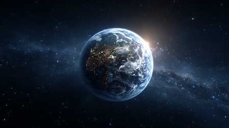 Earth from space showing the beauty of space exploration. 3D renderingの写真素材