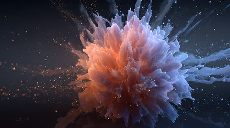 Abstract 3d rendering of chaotic colorful fractal. Computer generated graphics.の写真素材