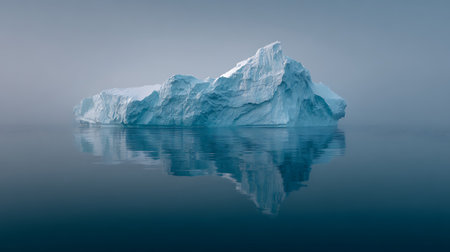 Iceberg in the ocean with reflection in water.の写真素材