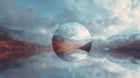 3d rendering of a planet in the sky with a hole in the middleの写真素材