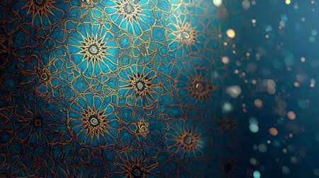 Arabic pattern on a blue background. 3D illustration. Vintage style.の写真素材
