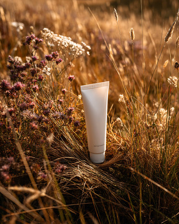 beauty treatment medical skincare and cosmetic lotion cream serum oil mockup bottle packaging product on nature background, healthcare and medicine conceptの写真素材