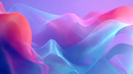 abstract background with blue and pink waves, 3d render illustrationの写真素材
