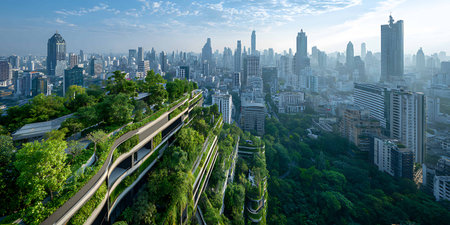 Aerial view of skyscrapers in Guangzhou, China.の写真素材